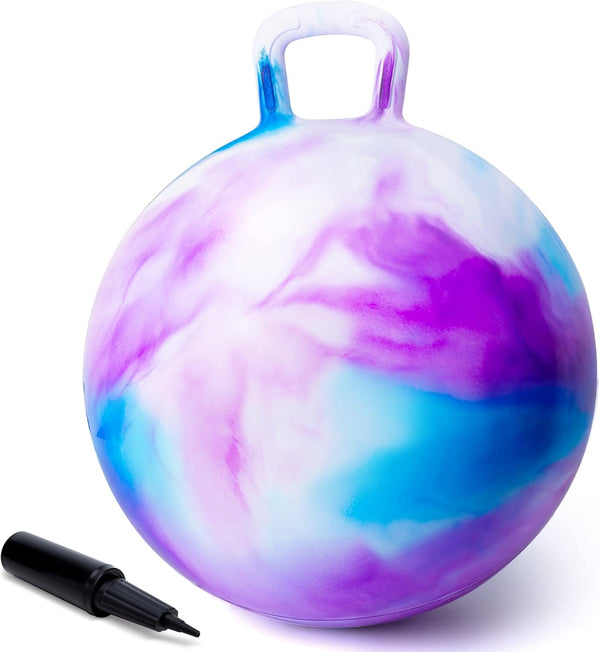 Hopper Ball, Hopping Toys for Kids, 18Inch Bouncy Ball with Handle for Boys Girls Aged 3-8, Inflatable Clouds Bounce Hopper Toy with Pump