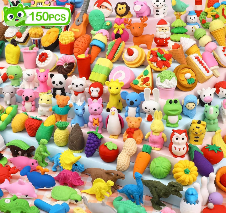 100 Pack Animal Erasers for Kids Bulk Pull Apart 3D Puzzle Erasers Classroom Rewards and Prizes Class Treasure Box Kids Party Favors Back to School Supplies