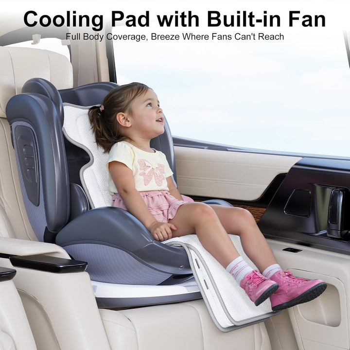 Baby Stroller Cooling Pad, 3D Breathable Carseat Cooling Pad with 2 Built-In Blower, Max 10H Ventilation 3 Speeds 10000Mah Rechargeable Cooling Mat Liner for Toddler Baby Summer Essentials