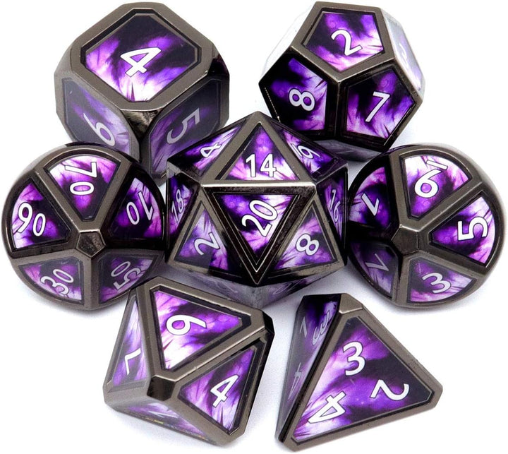 Bloodstained Metal DND Dice Set Blood Polyhedral D&D Dice Compatible with Dungeons and Dragons Gift TTRPG Antique Metal Halloween Dice
