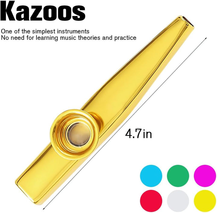 Kazoos Musical Instruments,6 PCS Metal Kazoos Flute for Kids Gift Price Party Favor Gift Bag Fillers