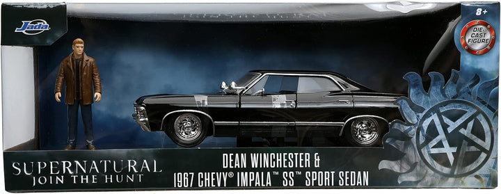 Supernatural 1:24 1967 Chevy Impala Die-Cast Car W/Dean Winchester Die-Cast Figure, Toys for Kids and Adults