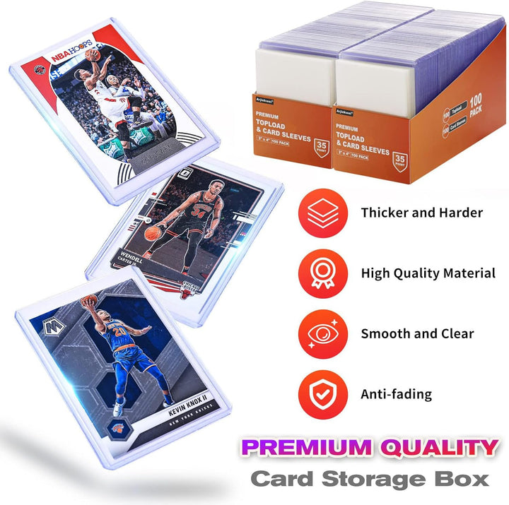 400 Card Sleeves Top Loaders for Cards,  3"X4" Baseball Card Protectors Hard Plastic, Premium Toploaders Card Holder for Trading Sports Football Game Cards(200 Top Loaders + 200 Card Sleeves)