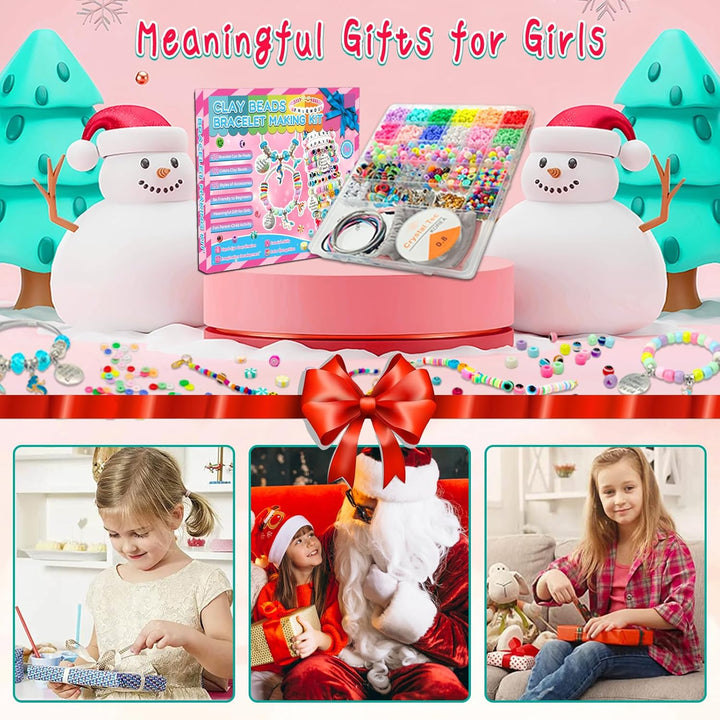 Girls Toys Bracelet Making Kit -3400Pcs Charm Jewelry Making Kit Supplies,Unicorn/Mermaid Crafts Birthday Christmas Gifts for Girls Ages 5 6 7 8 9 10 11 12 Years Old