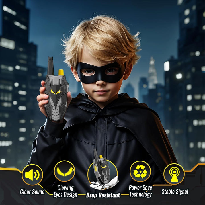 Bat Walkie Talkies for Kids with Flashing Eye Lights, Stealth Spaceship & Winged Dart Design, 2 Pack 2 Way Radio 3-12 Year Old Boy Toys, Outdoor Hiking Toys for Kid 3-5 4-6 6-8 8-10 Boys Birthday Gift