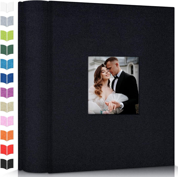 Photo Album 4X6 with 300 Pockets,Slip-In Picture Albums,Linen Cover Memory Book with Front Window,White Page Vertical Photo Book for Wedding,Family,Anniversare,Baby,Vacation