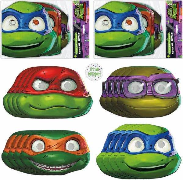 Ninja Turtle Birthday Party Supplies - Party Masks (Pack of 16) and Sticker
