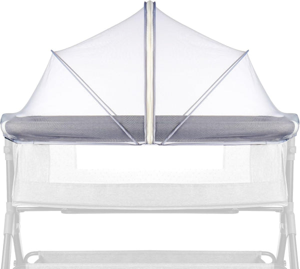 Bassinet Cover Mosquito Net for Babies to Keep Insects/Bugs/Cats Out, Toddler Bassinet/Bedside Sleeper/Crib Net with Two-Way Zippers & Storage Bag, Breathable Mesh Holes, White