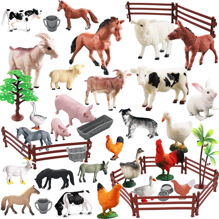 15 Pcs Mini Figures Toys Realistic Farm Animal Figurines, Plastic Learning Educational Playset Animal Themed Party Supplies Cake Topper Ornaments for Easter Egg Birthday Christmas