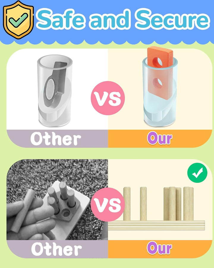 Montessori Toys for 1 2 3 Year Old Boy Girl, Toys for Ages 2-4 Toddlers Kids Baby, 1 2 Year Old Birthday Gifts, Wooden Learning Puzzles Shape Sorter Toy for Toddlers 1-3