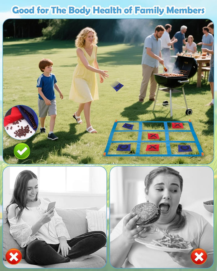 Outdoor Giant Tic Tac Toe Games for Kids Adults and Family, Large Carnival Yard Lawn Bean Bag Toss Game outside Field Day Birthday Party Backyard Easter Fall Festival Beach Fun Games