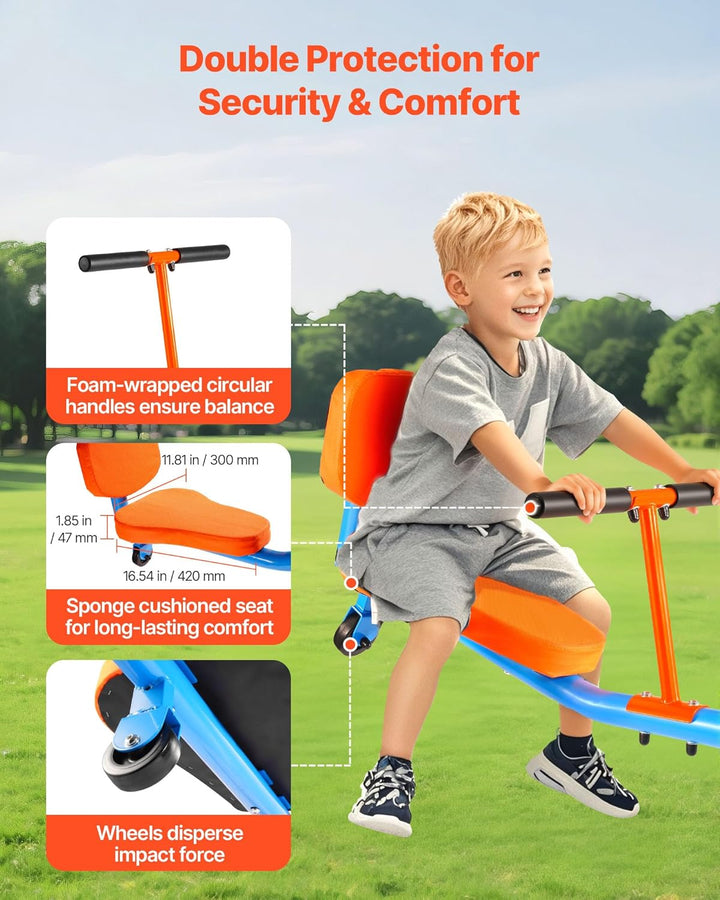 Seesaw Teeter Totter for Kids Outdoor, 300 Lbs Load Capacity, Sit and Spin Teeter Totter with Easy-Grip Handles, Playground Equipment with Swiveling 360 Degrees Rotating for Children Aged 3+