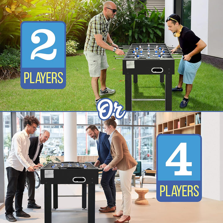48In Foosball Table, Competition Sized Set with 2 Balls and 2 Cup Holders for Indoor Family Arcade Game Room