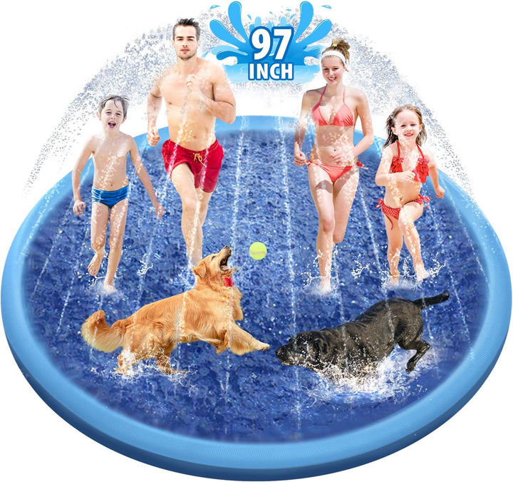 Splash Pad, 67In Anti-Slip Splash Pad for Kids Dogs 0.58Mm Thickened Dog Pool Splash Sprinkler Pad Durable Summer Outdoor Water Toys for Baby Toddler Boys Girls Pet