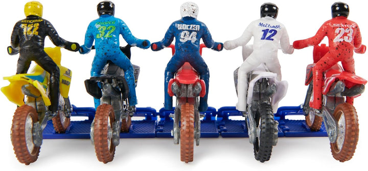, Authentic 5-Pack of 1:24 Scale Die-Cast Motorcycles with Rider Figure, Toy Moto Bike for Kids and Collectors Ages 3 and Up