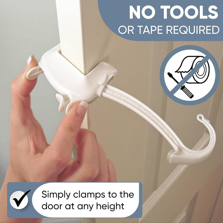 Child Proof Door Lock & Pinch Guard - for Door Knobs & Lever Handles - Easy to Install - No Tools or Tape Required - Baby Safety Door Lock for Kids - Very Portable - Great for Dogs & Cats