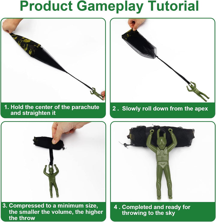 10 Pcs Parachute Toy, Camo Parachute Men Tangle Free Throwing Hand Throw Outdoor Flying Paratrooper Toy No Battery Nor Assembly Required