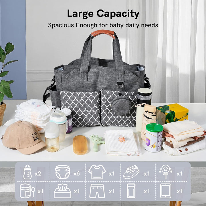 Diaper Bag Tote,Large Mommy Bag for Hospital,With Pacifier Case,Baby Bags with Shoulder Strap,Travel Diaper Tote