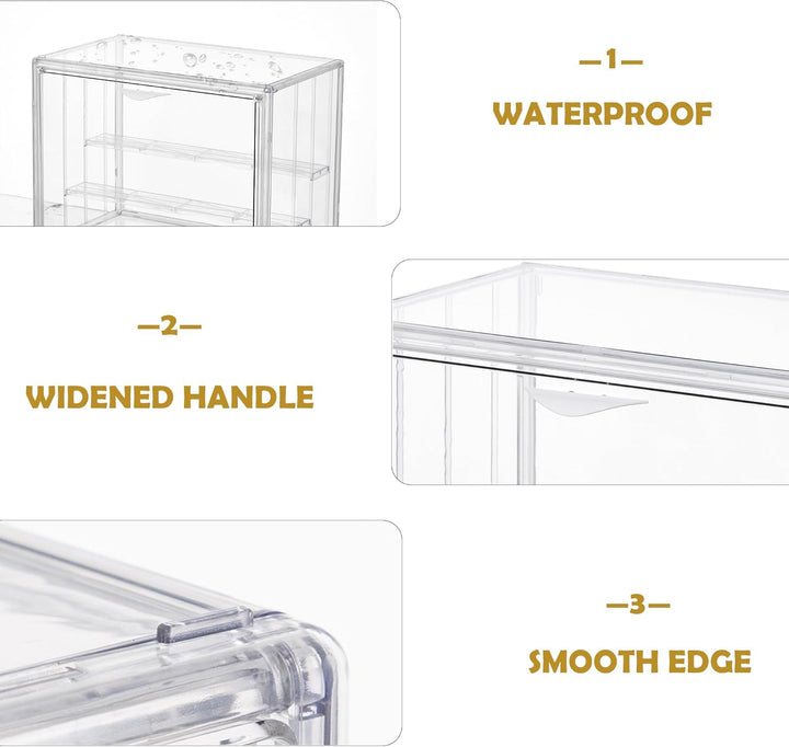 Acrylic Display Case for Collectibles 3 Layer Adjustable Figure Display Case with Magnetic Door Clear Stackable Display Box for Figures Showcase 2Pack
