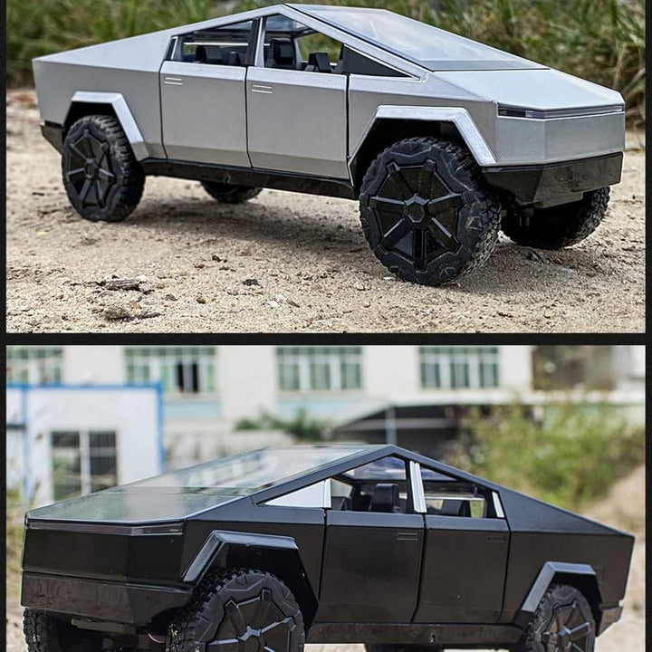 1/24 Pickup Trailer Model Car, Alloy Pick-Up Truck Model Toy with Sound/Light/Pull-Back, Birthday Gift for Kids Friends Collectors (Gray Off-Road Pickups)