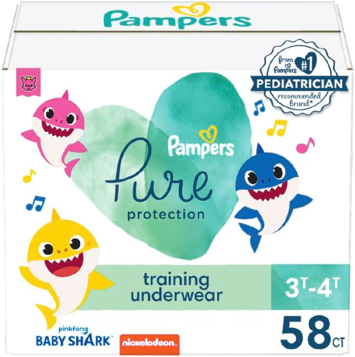 Training Pants - Pure Protection - Size 3T-4T, 92 Count, Baby Shark Premium Hypoallergenic Potty Underwear