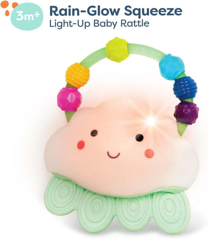 – Baby Light – up Cloud Rattle – Rain – Glow Squeeze – Sensory Development & Comfort - Teething Rattle Toys for Babies 3+ Years Months
