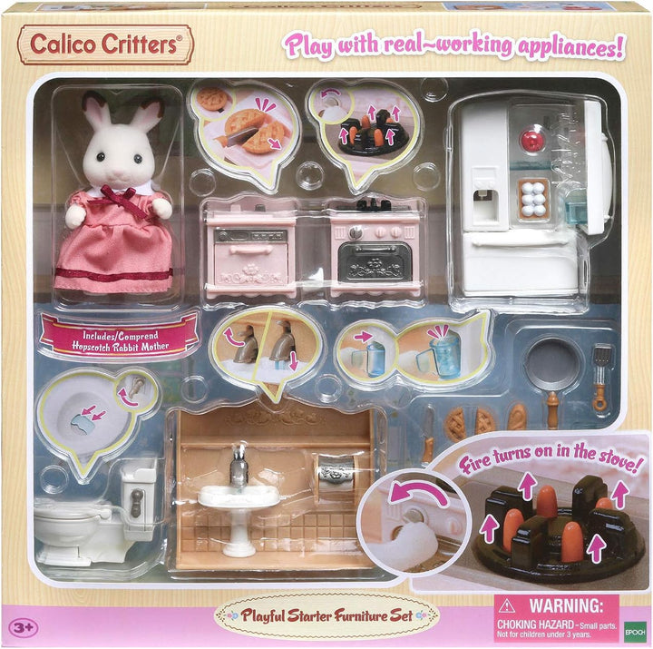 Playful Starter Furniture Set - Toy Dollhouse Furniture and Accessories Set with Collectible Figure Included