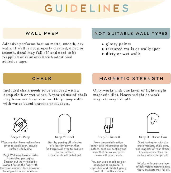 Magicwall | Magnetic Wall Decal Arch | Peel and Stick Magnetic Chalkboard for Wall | Kids Wall Decals | Playroom Essentials | Includes Chalk & Holder | Midi | 20 X 26 | Pink