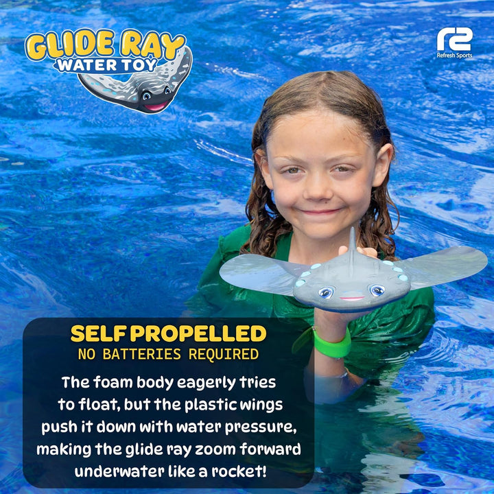 Swimming Pool Toys for Kids: Stingray Pool Torpedo Swim Toy - Self Propelled Water Toy Glides Underwater - Best Water Games & Outdoor Gifts for Boys & Girls - Diving Toys for Kids Ages 4 5 6 7 8 9 10