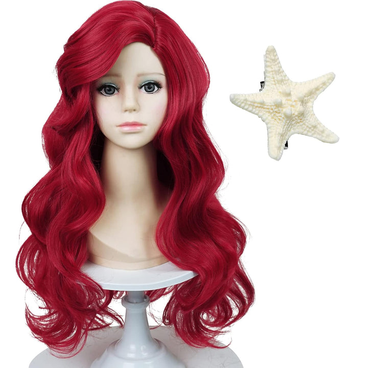 Long Straight Black Kids Wig with Flower Hair Clip, Wigs for Girls Toddler Cosplay 27.6'' Synthetic Hair + Wig Cap for Halloween Party Daily Costumes
