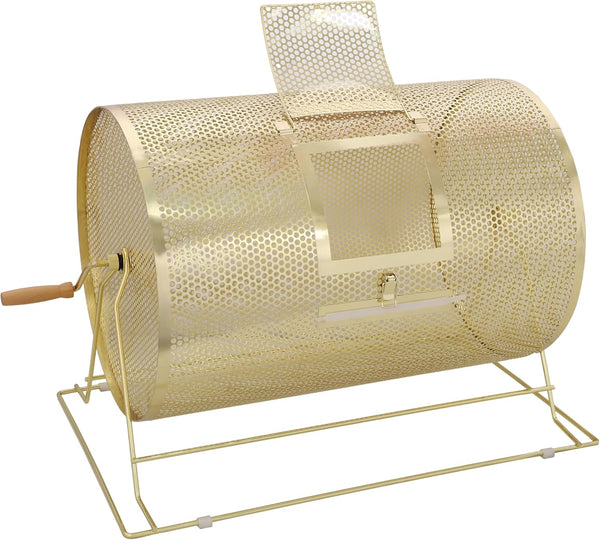 Elegant Raffle Drum for Fun Gatherings, Holds 10,000 Tickets, Ideal for Bingo and Social Events, Brass Plated with Wooden Handle