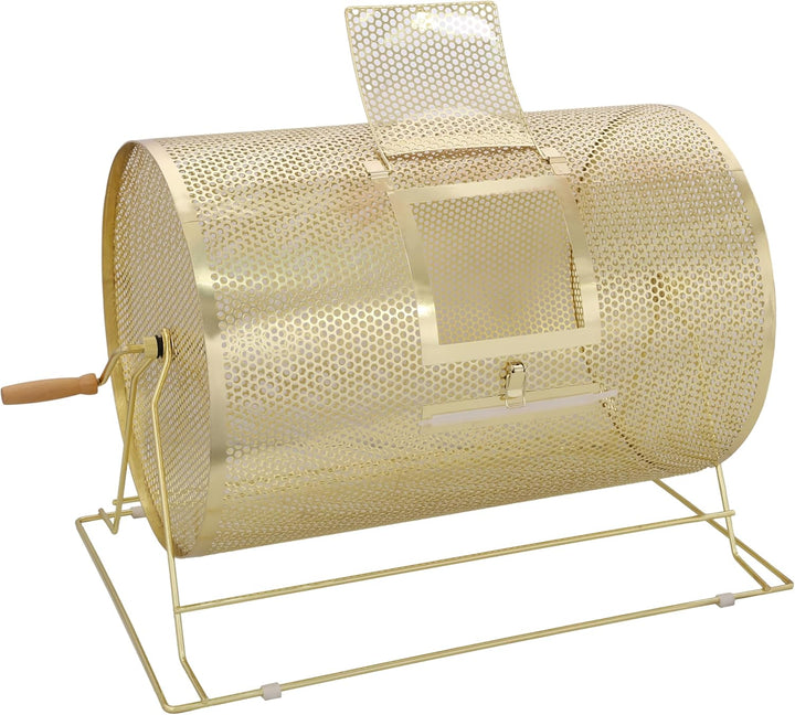 Elegant Raffle Drum for Fun Gatherings, Holds 10,000 Tickets, Ideal for Bingo and Social Events, Brass Plated with Wooden Handle