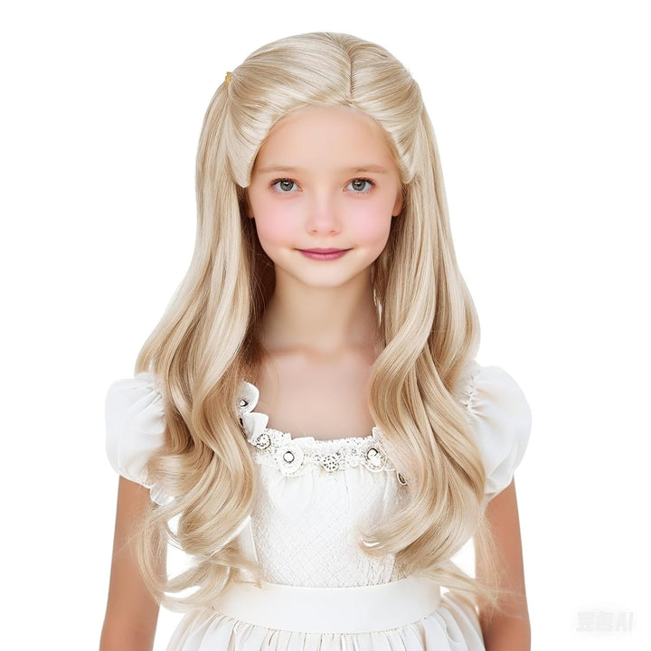 White Blonde Braided Wig for Kids Girls, 19.69'' Long Platinum Blonde Princess Kids Wig + Wig Cap for Halloween Party Costume Cosplay