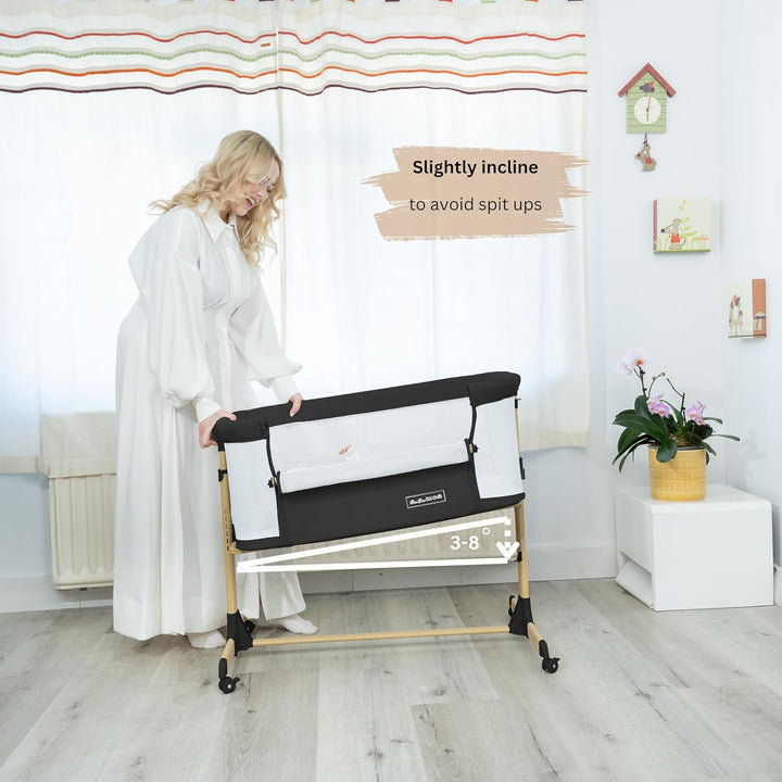 3 in 1 Baby Bassinet with Wheels, Portable Bedside Sleeper for Baby with 6 Adjustable Heights and Foam Mattress, Baby Bedside Crib for Newborns and Infants