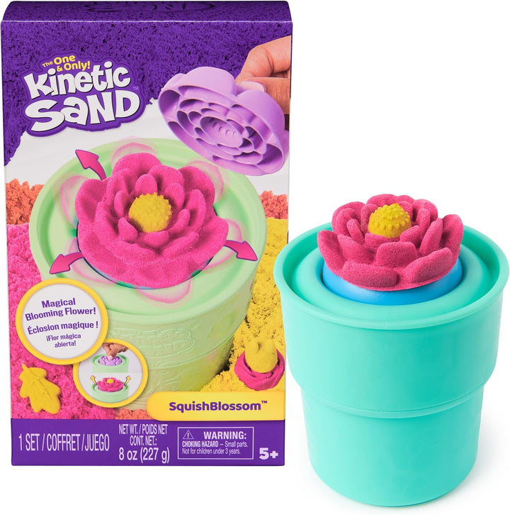 , Squishblossom Blooming Flower with 8Oz Neon Yellow & Pink Play Sand, Pot & Molds, Gifts for Mom & Kids, Arts and Crafts Sensory Toys