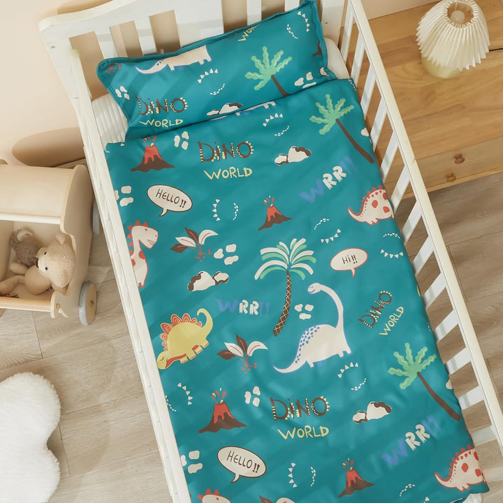 Toddler Nap Mat with Removable Pillow and Blanket, 52" X 20" Lightweight and Soft Nap Mat for Preschool, Daycare, Travel Sleeping Bags for Kids