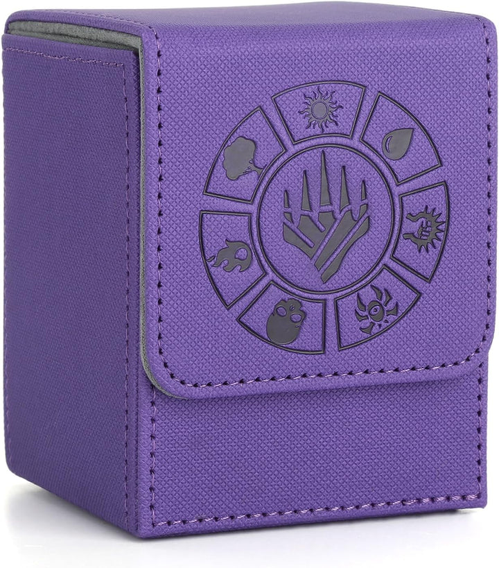 Card Deck Box, 110+ Storage MTG Deck Box with 50 Pcs Card Sleeve, Collectible Trading Card Cases for Magic Commander and More (Black)