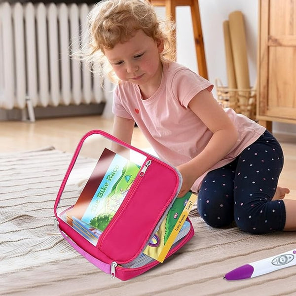 Carrying Bag Compatible with Leapfrog Leapreader System Learn-To-Read 10 Book Mega Pack, Compatible with Leapfrog Leapreader Reading and Writing System, Pink