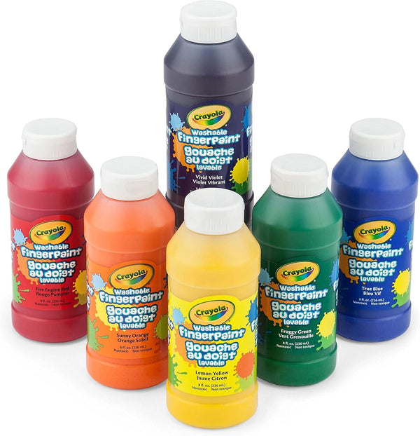Washable Finger Paints (6Ct), Toddler Paint Set, Nontoxic Finger Paint for Kids, Arts & Crafts Supplies for Toddlers, Teacher Classroom Must Have [Amazon Exclusive]