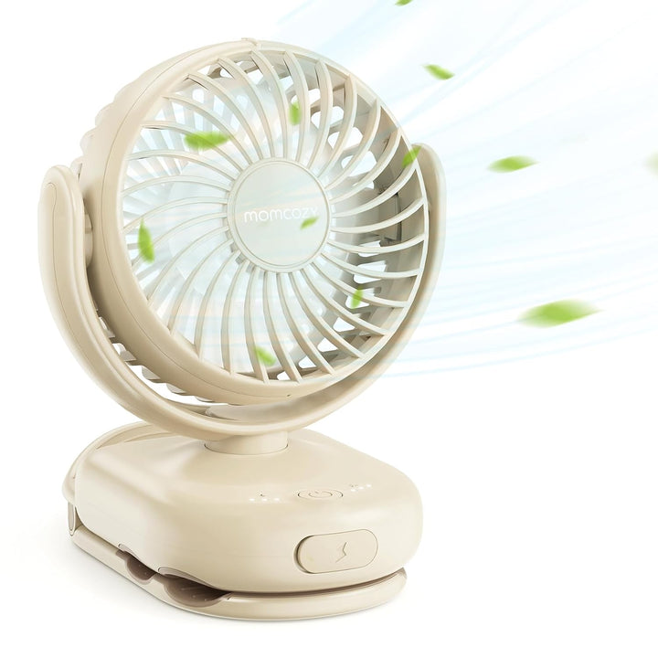 Portable Fan with Clip | 4-Speed Mini-Fan for Carrier | Personal Fans Ultra Lighter 0.26Lb | Gaps ≤4.5Mm | Handheld Cooling | Rechargeable Rotate for Diaper Backpack/Stroller/Carrier/Chair