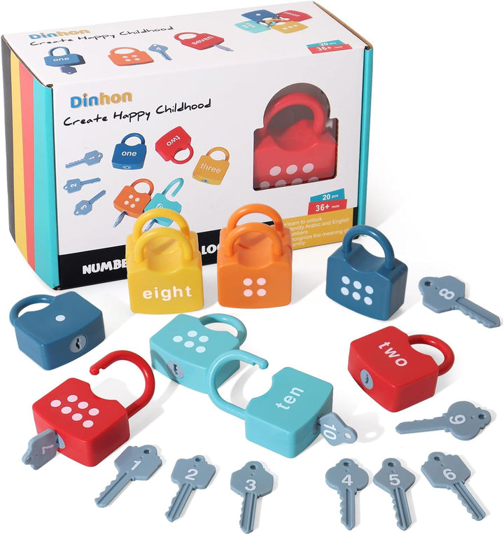 Kids Learning Locks with Keys Numbers Matching & Counting Montessori Educational Toys for Ages 3 Yrs+ Boys and Girls Preschool Games Gifts