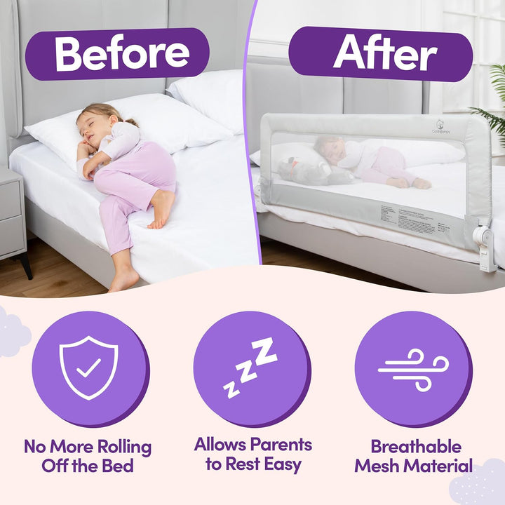 1-Pack Bed Rail for Toddlers 55.5" L X 19.5" H | Toddler Bed Rails for Twin, Full, Queen & King Mattress Size | Swing down Rail Guard | Mattress Side Rail for Kids | Gray