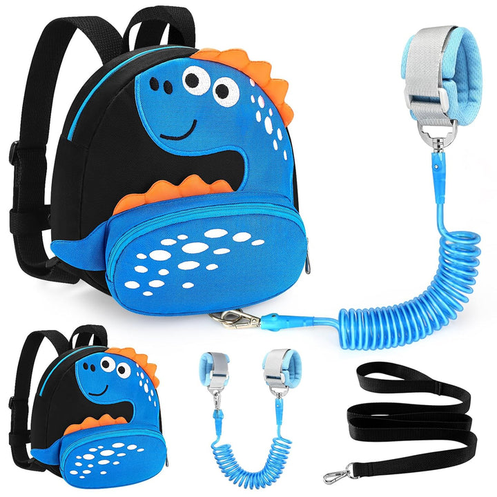 Toddler Harness Backpack Leash, Cute Dinosaur Backpacks with anti Lost Wrist Link, Cute Mini Child Backpack Wristband Tether Strap and Protection Leashes for Boys Girls Aged 1-3 Years