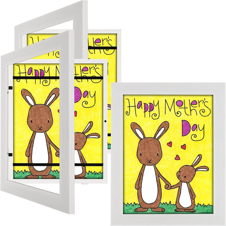 3Pack Kids Art Frames Natural Woodgrain, 10X12.5 Child Artwork Frame without Mat Changeable Front Opening, 8.5X11 Frame with Mat, Children Storage Frame Holds Crafts, Drawing, Art Project, Schoolwork