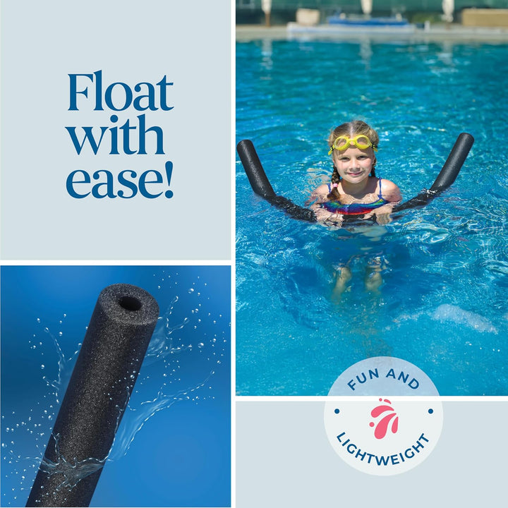 Pool Noodles Foam 6 Pack - Soft Large Black Foam Noodle Tube, Bulk Swim Noodles, Multi-Purpose, Pool Toy, Floating Training Device, Exercise Aid, Craft Projects