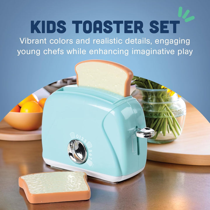 Constructive Playthings Kids Play Toaster with Bread for Imaginative Play, Kitchen Appliances Learning Toy for Children Ages 3+