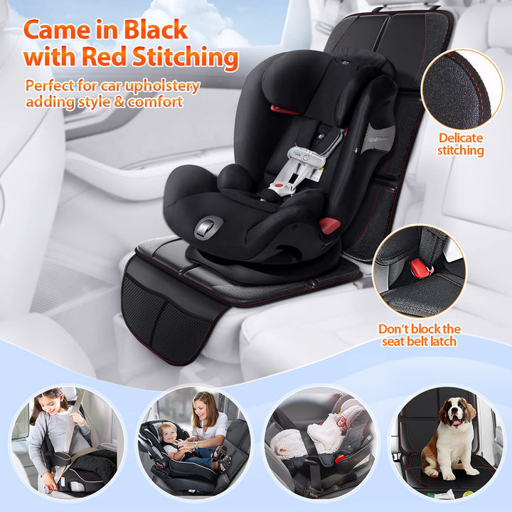 Car Seat Protector, 2 Pack, Waterproof 600D Fabric Carseat Protector Car Seat Cover for Child Car Seat with Nonslip Backing Mesh Pockets for Baby and Pet SUV Sedan Truck Leather Seats