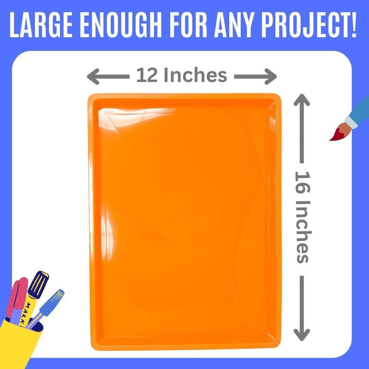 6 Plastic Paper Trays - Flat Stackable Art and Classroom Supply Organizer for Kids - Multi-Color Durable Educational Craft Trays, Sturdy and Safe