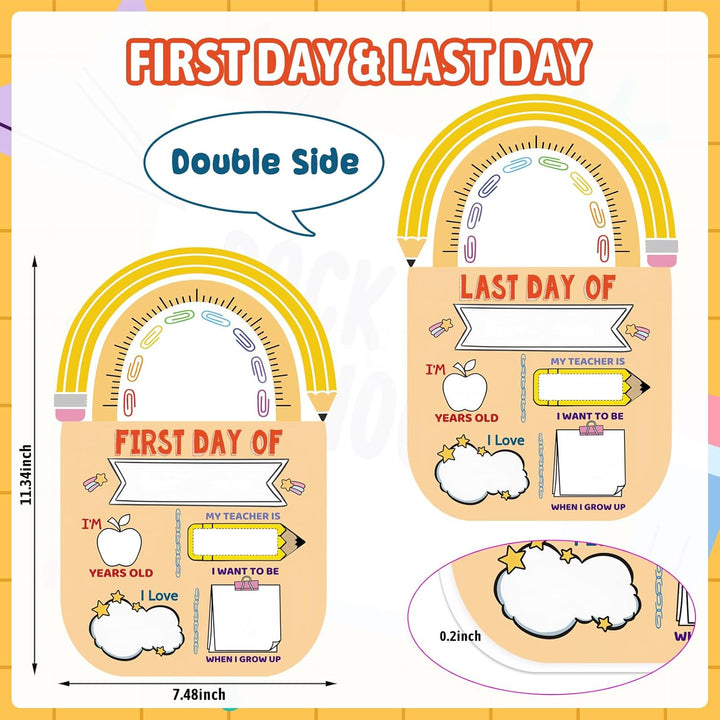 First and Last Day of School Chalkboard Sign Double Sided Back to School Board Signs for Kids Girls Boys Reusable 1St Day of Kindergarten Preschool Photo Props Sign