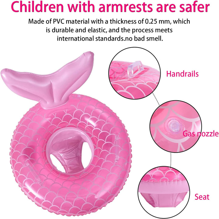 2023 New Mermaid Baby Swimming Pool Floats 6-48 Months,Inflatable Pool Swim Ring with Seat and Handle for Babies Toddlers Infant Training Summer (1-Pink)